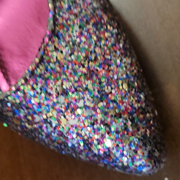 Divided High Heel Metallic Pumps Pink Purple Silver Shoes  6 - Picture 3 of 9